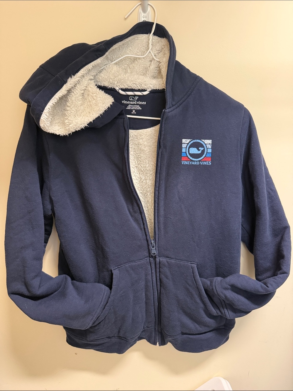 Vineyard Vines Kids Navy Zip-Up Sherpa Hoodie